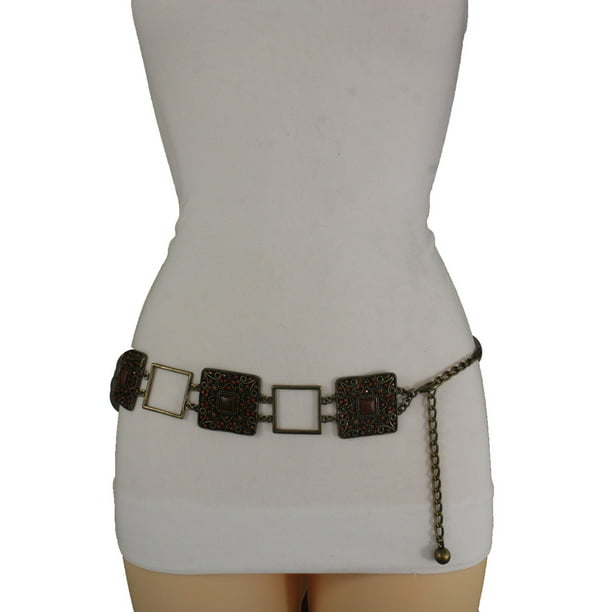 Women Black Braided Faux Leather Fashion Hip High Waist Belt Double Buckle S M L
